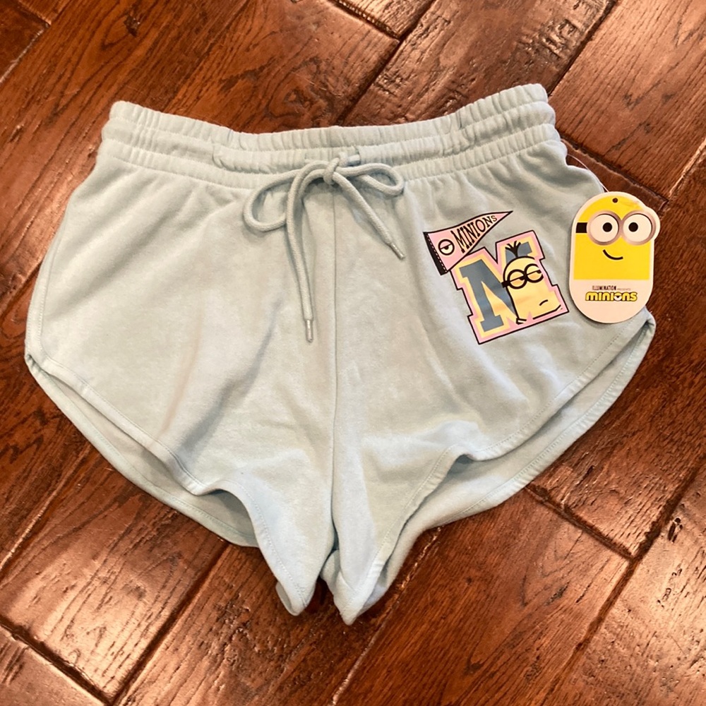 Junior’s Minions Athletic Light Blue Shorts Size Medium NEW